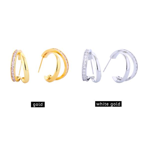 14K Gold White Gold Dipped Huggie CZ Earrings