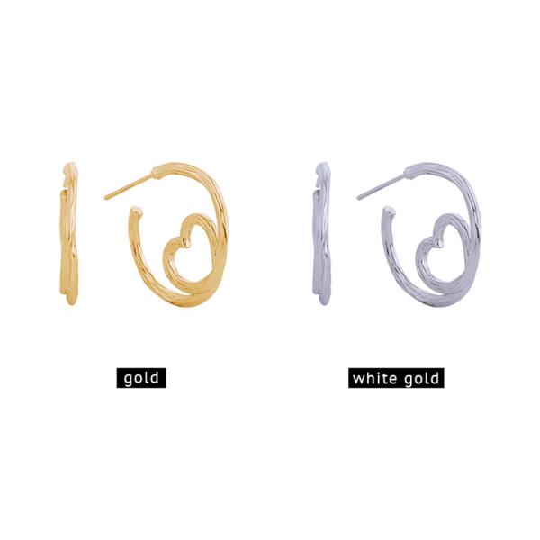 14K Gold Dipped Heart Spiral Hoop Earrings
