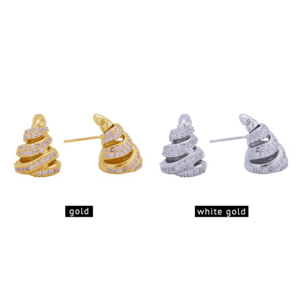 14K Gold White Gold Dipped Spiral Post Earrings