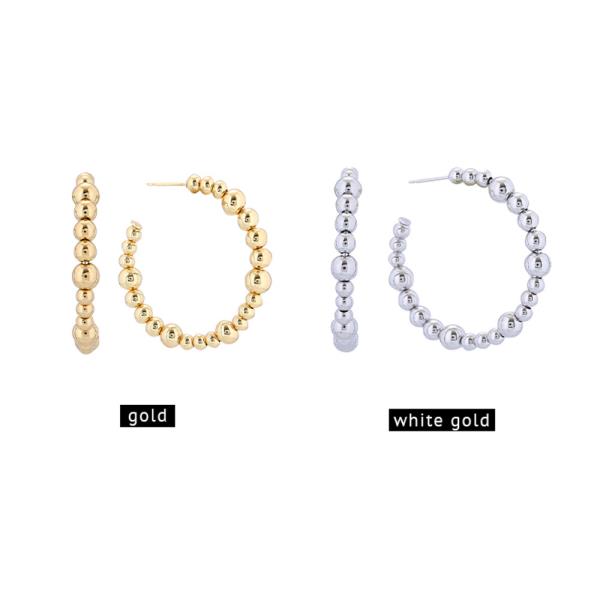 14K Gold White Gold Dipped Chain Hoop Earrings