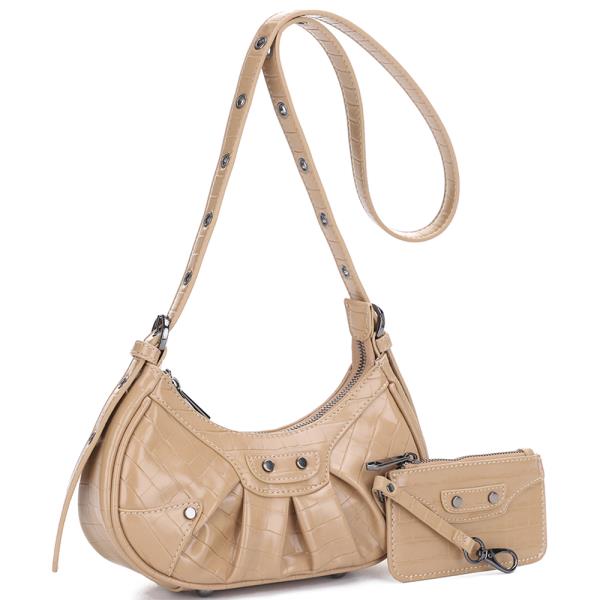 2IN1 Croc Shoulder Crossbody Bag W Wallet Set