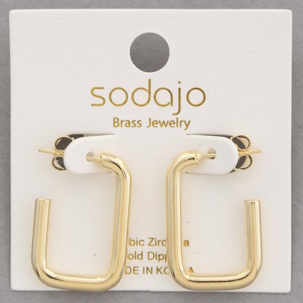 SODAJO Open Rectangle Gold Dipped Earring