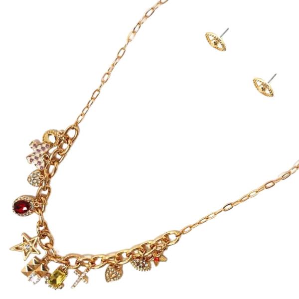 Multi Charm Metal Necklace