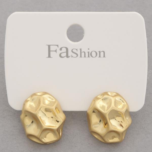 Textured Round Metal Earring