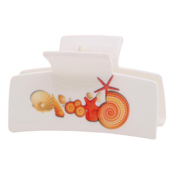 Seashell Print Rectangle Shape Claw Hair Clip