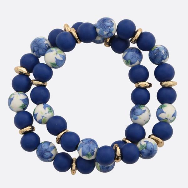Floral Beaded Bracelet Set
