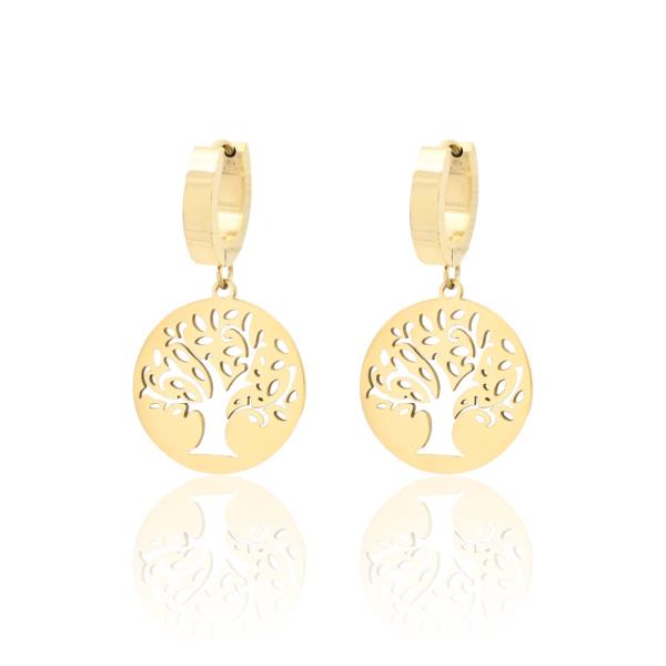 Tree of Life S Steel Huggies Earring