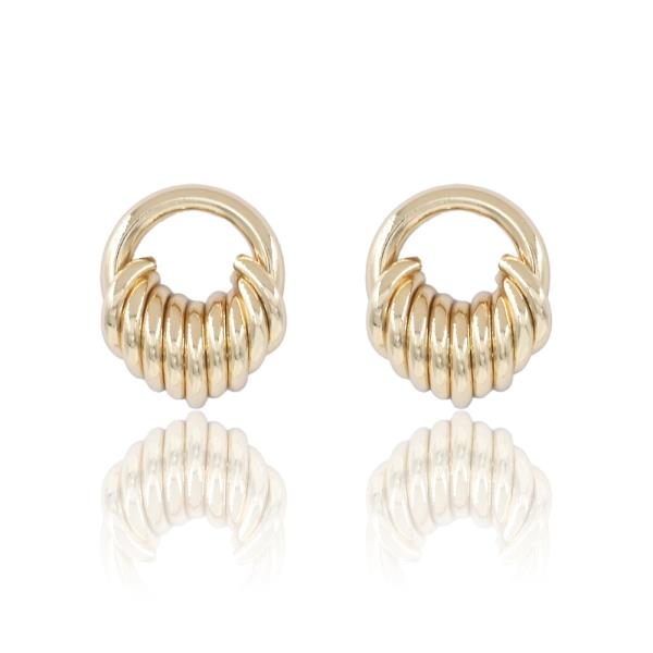 Metal Hoop Link Stud Earrings