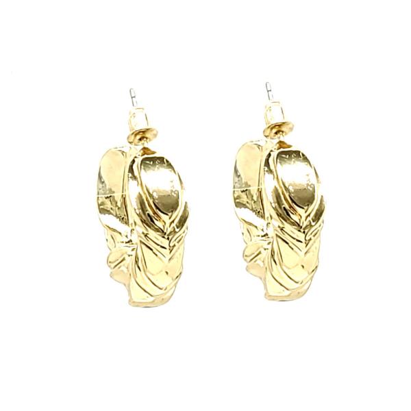 Metal Engraved Hoop Post Earrings