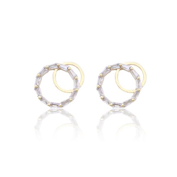 Brass Cubic Zirconia Earring Round