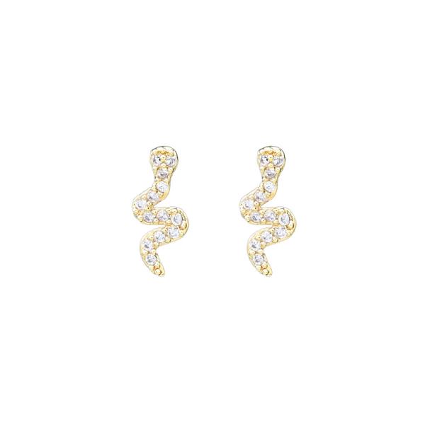 Snake CZ Post Brass Earring