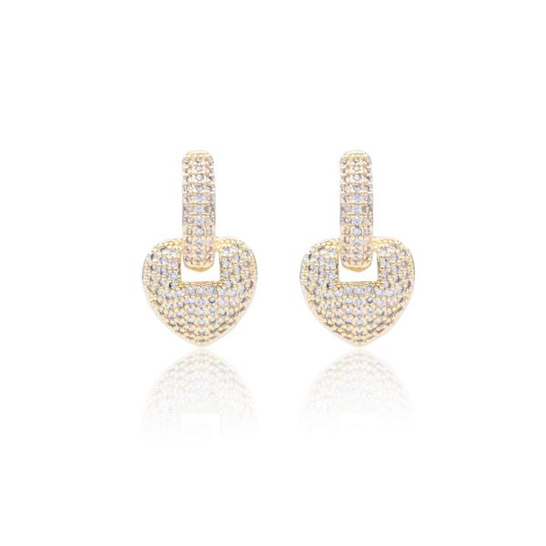 Heart Micro Pave Hoop Earring