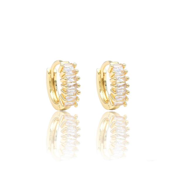 Brass CZ Huggie Earring