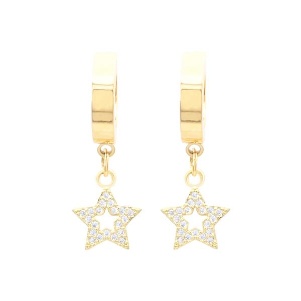 Star CZ S Steel Huggies Earring