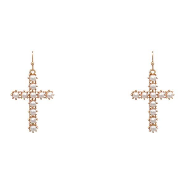 Cross Pearl Dangle Earring