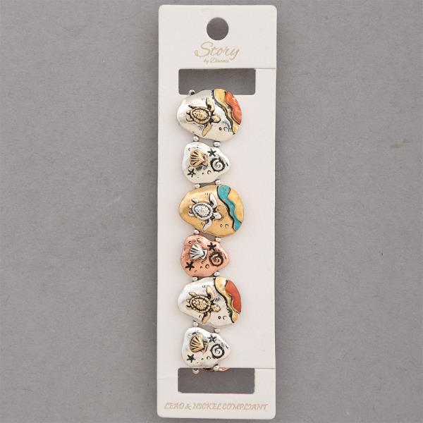 Sea Turtle Sea Life Link Stretch Bracelet