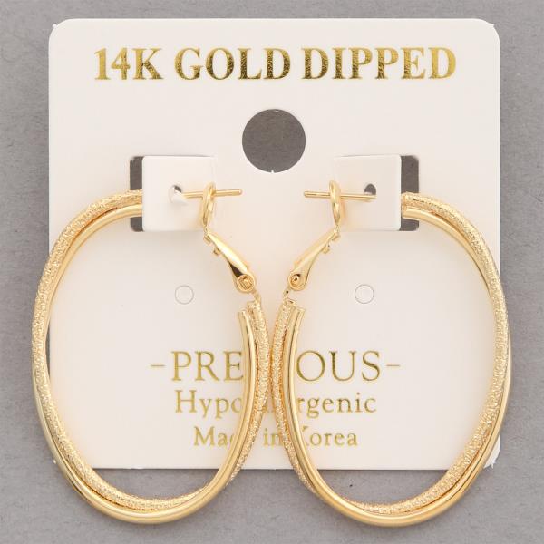 14K Gold Dipped Double Oval Earring