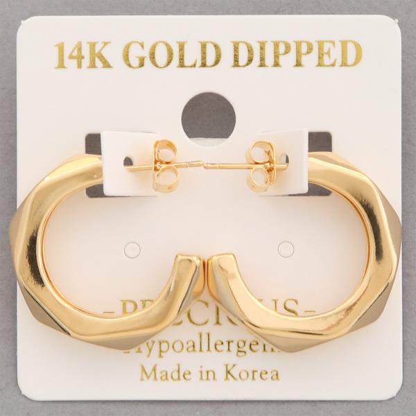 14K Gold Dipped Geo Shape Open Hoop Earring