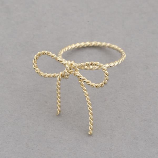 SODAJO Ribbon Bow Metal Gold Dipped Ring