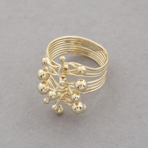 SODAJO Beaded Metal Gold Dipped Ring