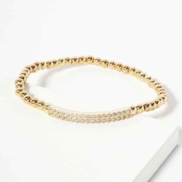 Rhinestone Bar Ball Bead Bracelet