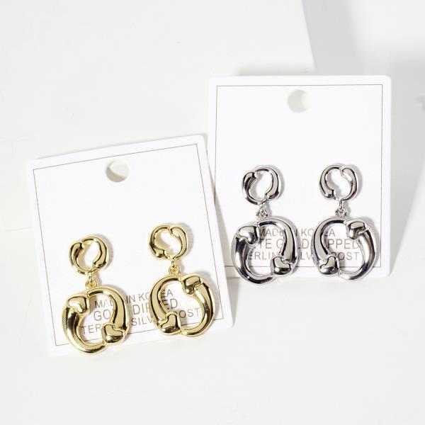 Heart Round Metal Dangle Earring