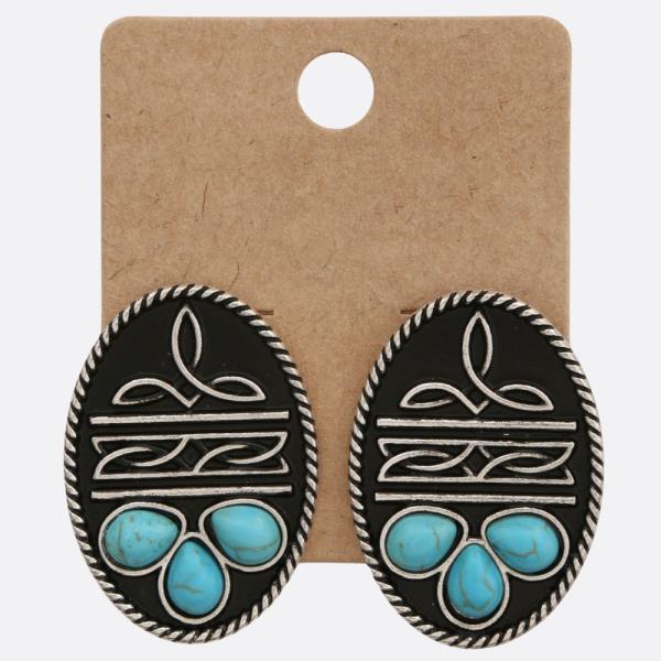 Western Style Oval Metal Earring