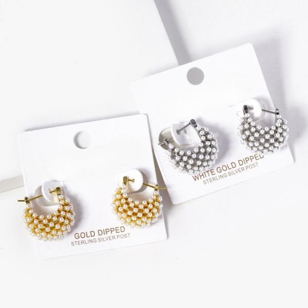 Gold Dipped Pearl Huggie Earring