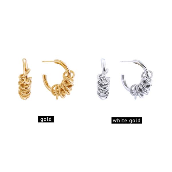 14K Gold White Gold Dipped Ring Hoop Earrings