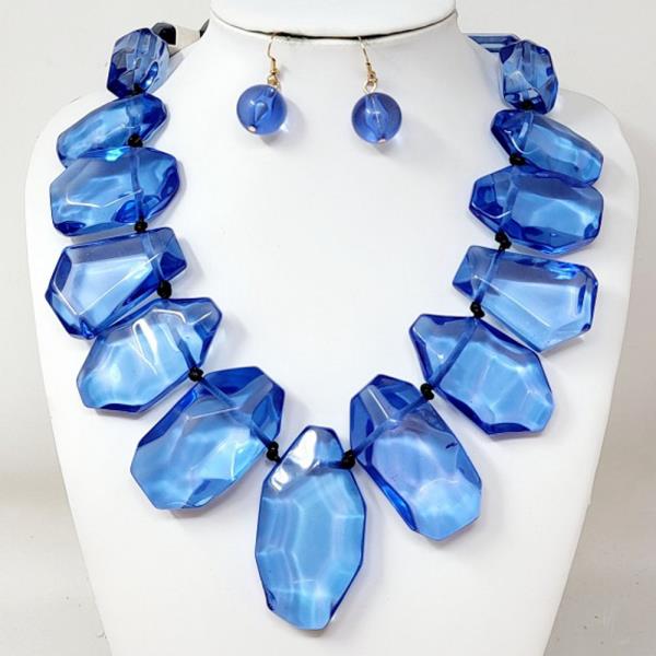 Chunky Beaded Necklace Earring Set