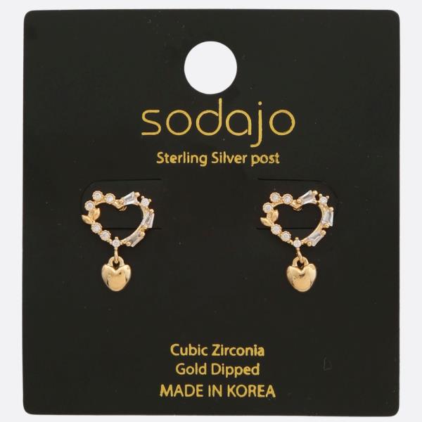 SODAJO CZ Gold Dipped Sterling Silver Post Earring