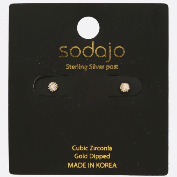 SODAJO CZ Gold Dipped Sterling Silver Post Earring