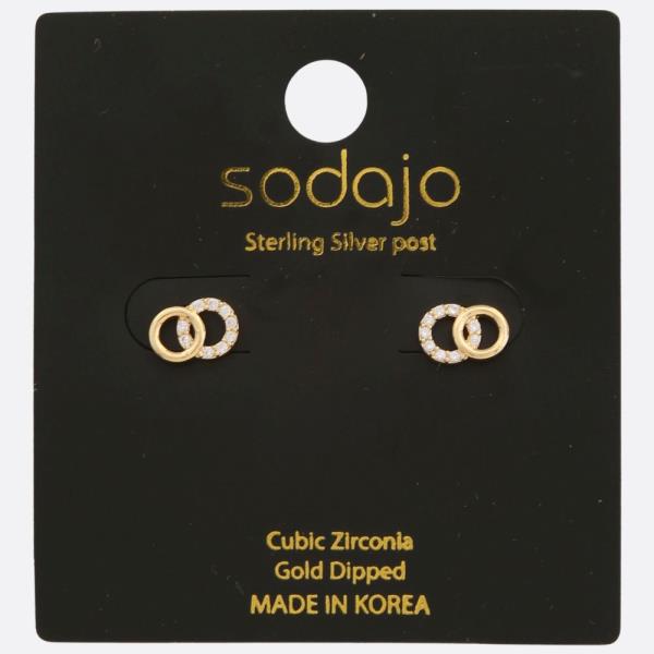 SODAJO CZ Gold Dipped Sterling Silver Post Earring