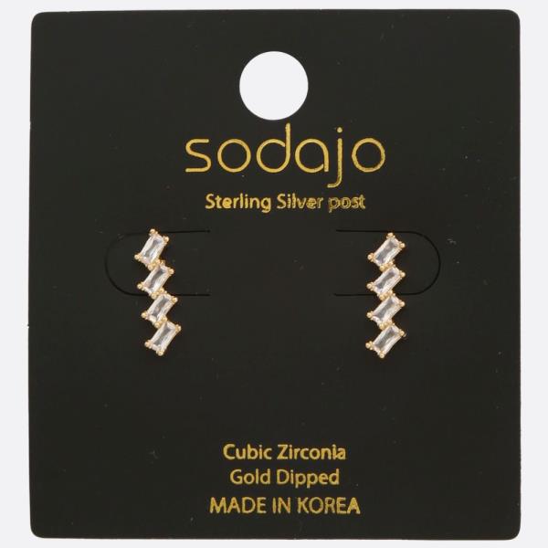 SODAJO CZ Gold Dipped Sterling Silver Post Earring