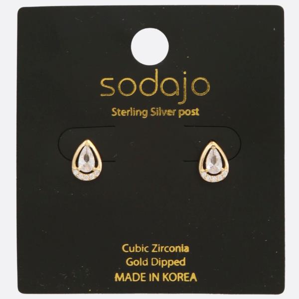 SODAJO CZ Gold Dipped Sterling Silver Post Earring