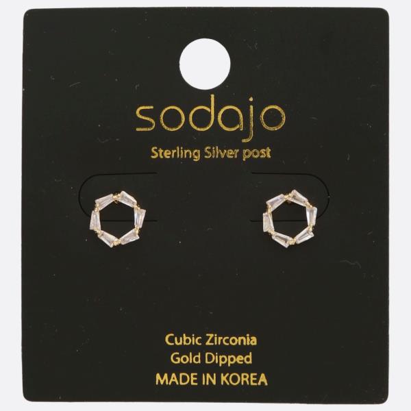 SODAJO CZ Gold Dipped Sterling Silver Post Earring