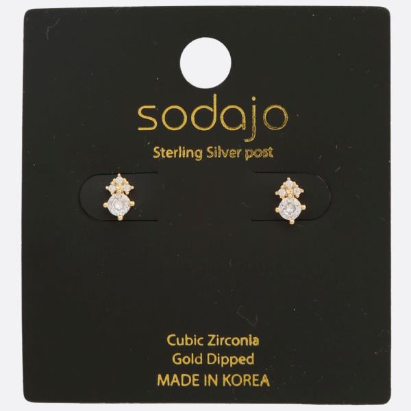 SODAJO CZ Gold Dipped Sterling Silver Post Earring