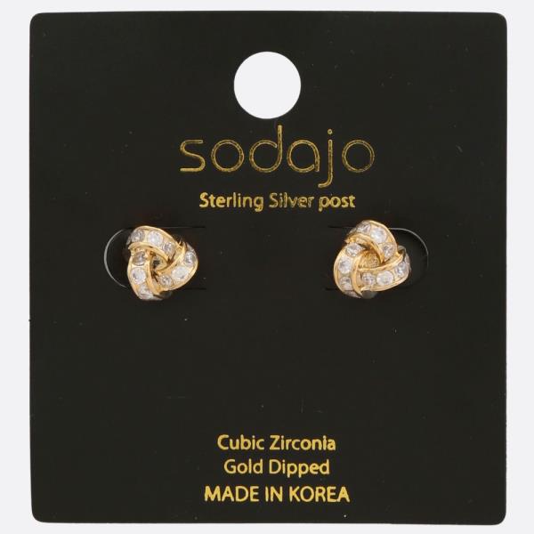 SODAJO Knot CZ Gold Dipped Sterling Silver Earring