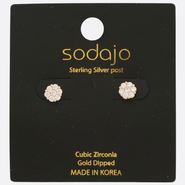 SODAJO CZ Gold Dipped Sterling Silver Post Earring