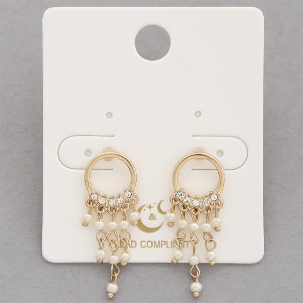 Pearl Beaded Metal Ring Dangle Earring