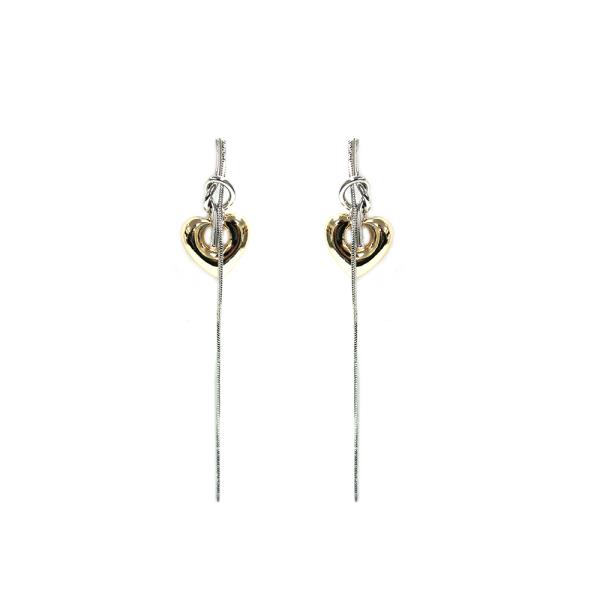 Two Tone Heart Metal Chain Dangle Earring