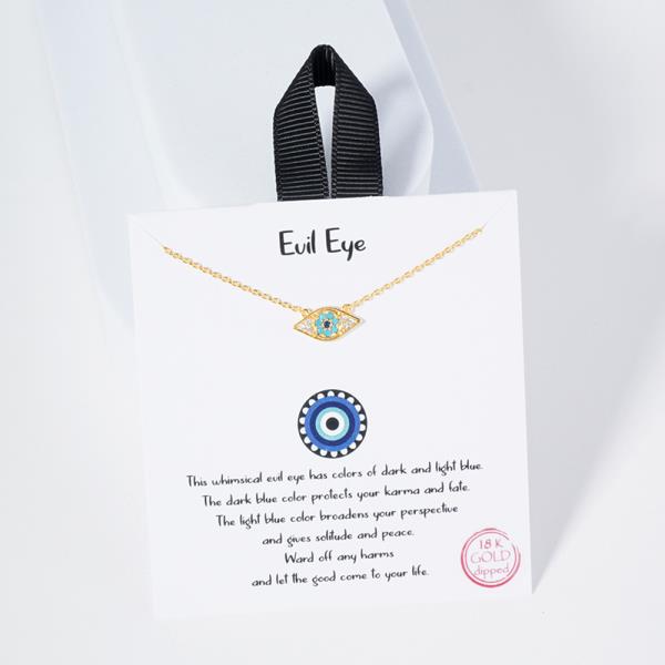18K GOLD RHODIUM DIPPED EVIL EYE PENDANT NECKLACE