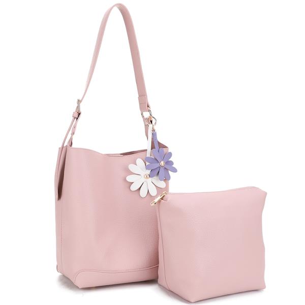 2IN1 Flower Shoulder Tote Bag W Pouch Set