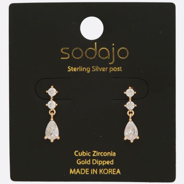 SODAJO CZ Gold Dipped Sterling Silver Post Earring