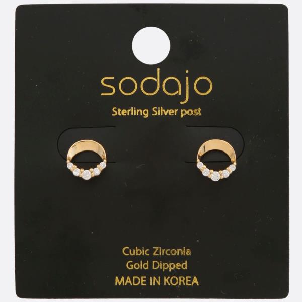SODAJO CZ Gold Dipped Sterling Silver Post Earring