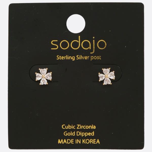 SODAJO CZ Gold Dipped Sterling Silver Post Earring