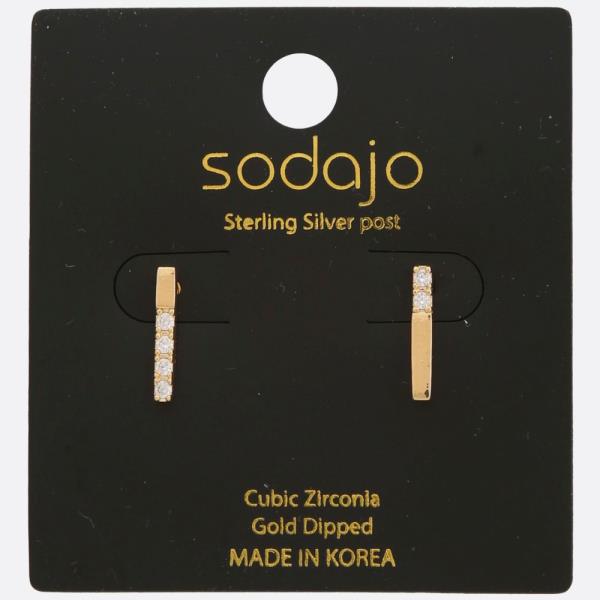 Sodajobar CZ Gold Dipped Sterling Silver Earring