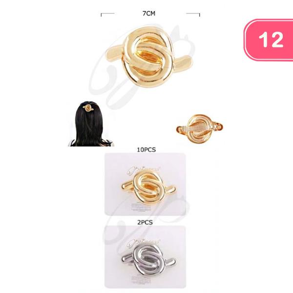 Metallic Knot Barrette Clip Hair Pin (12 Units)