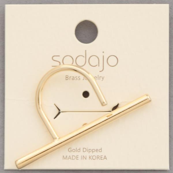SODAJO Metal Bar Adjustable Gold Dipped Ring