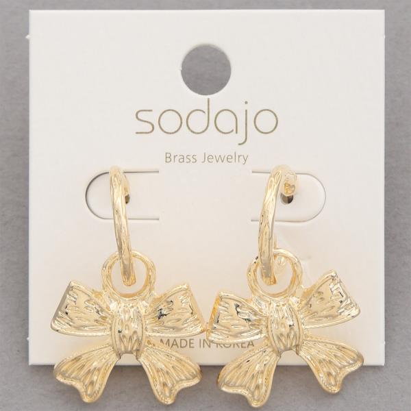 SODAJO Ribbon Bow Gold Dipped Hoop Earring
